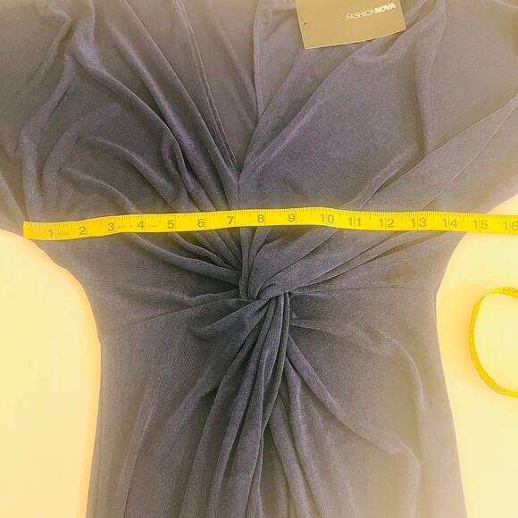 Fashion Nova Full Grown Knot Front Slit Blue Dress Size S Small - Picture 6 of 8